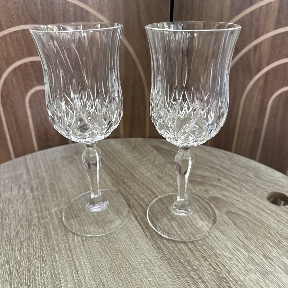 (2) Royal Crystal Rock RCR Opera Water Wine Goblet Glass 7.5